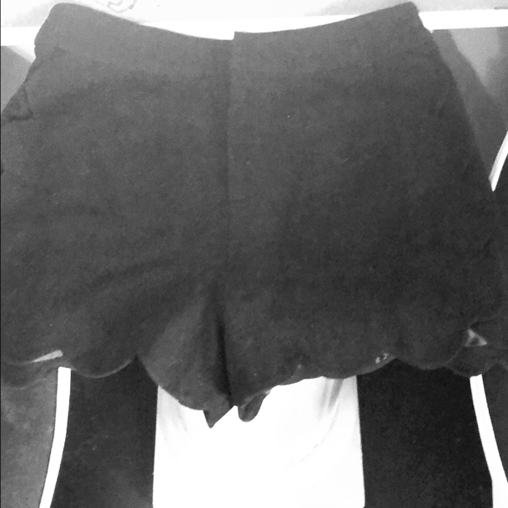 Scalloped Black Shorts